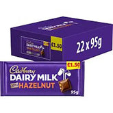 Cadbury Dairy Milk Chopped Hazelnut Chocolate Bar 95g (Case of 22)  Adomoo